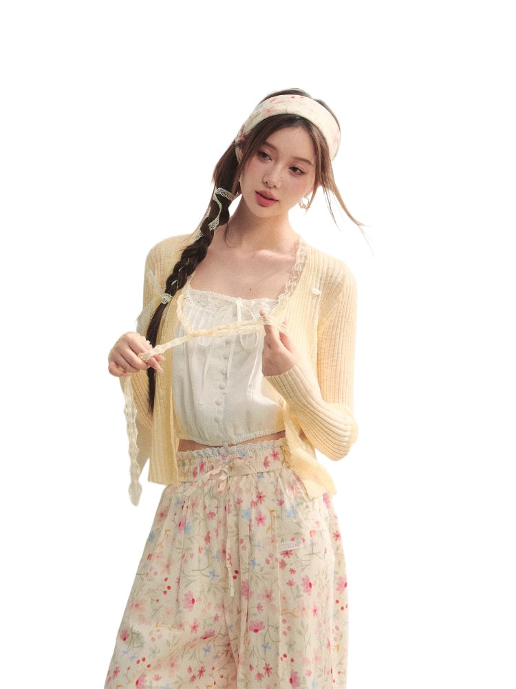 Lace Trim Knit Cover-Up