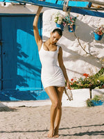 White Boned Waist Mini Dress