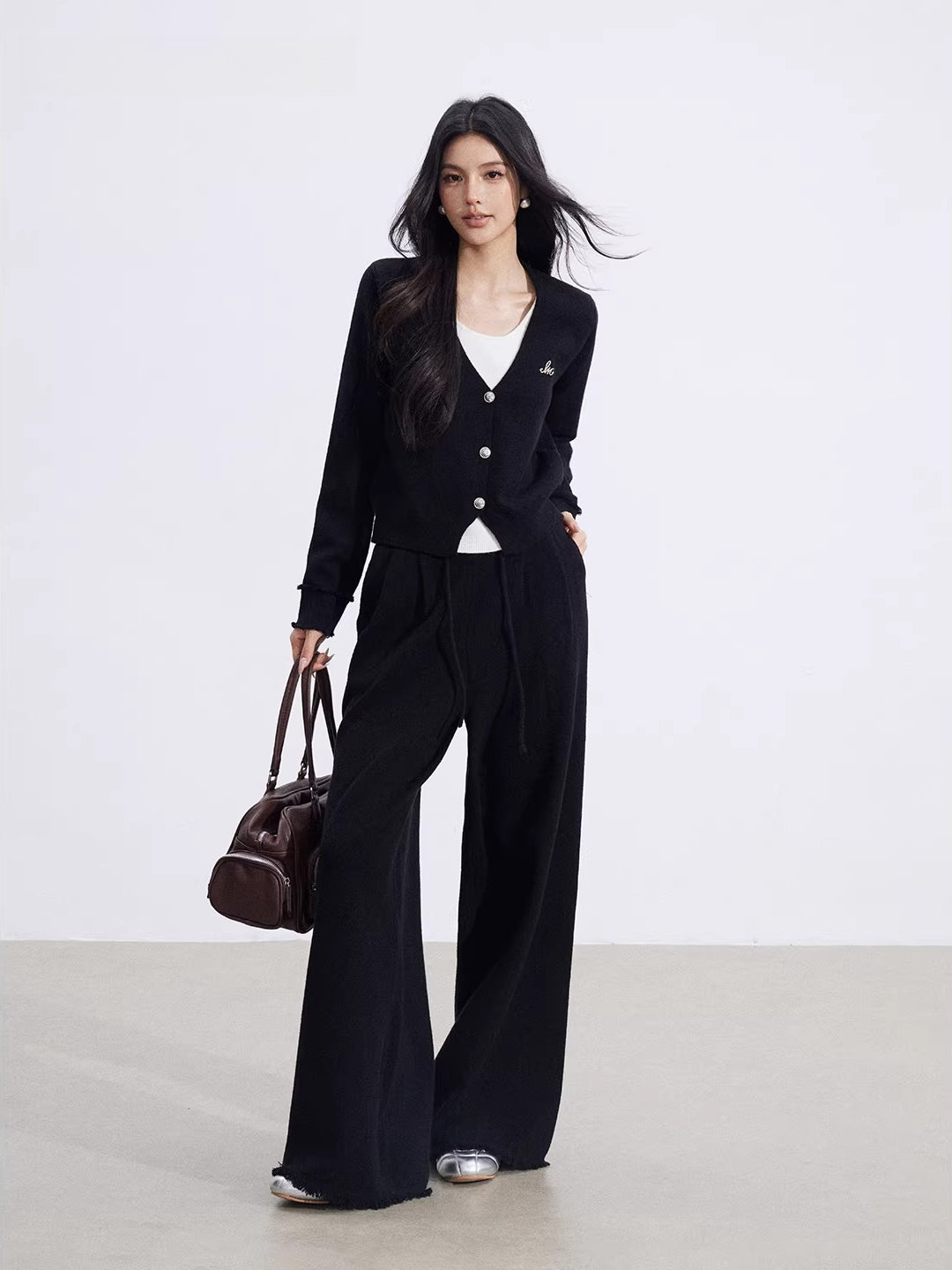 Black &amp; Gray Layered Knit Set