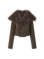 Faux Fur Collar Cropped Down Jacket