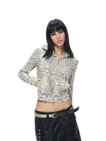 Leopard Print Cropped Zip Hoodie