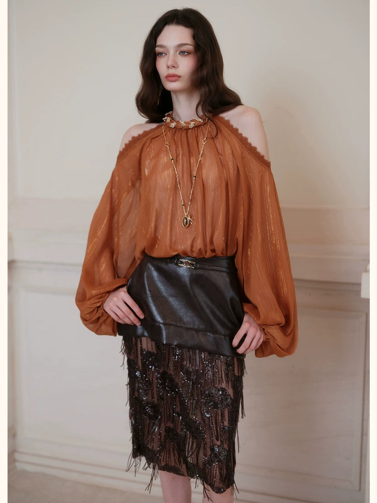 Puff Sleeve Chiffon Blouse