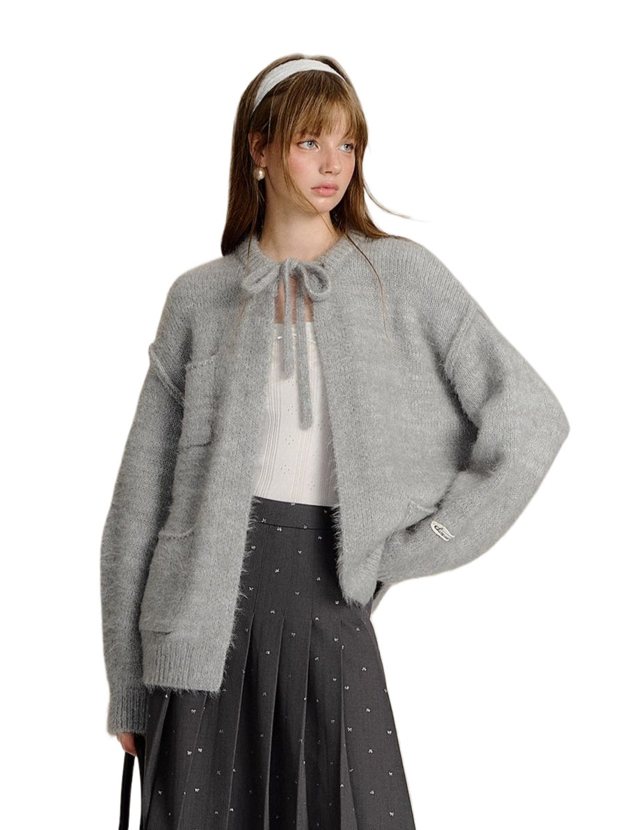Plush Drawstring Cardigan