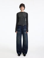 Vintage Washed Panel Straight Jeans