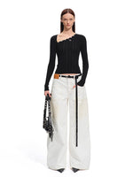 Polar Wool Blend Ribbed Knit V-neck