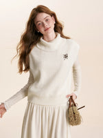 Cream & Gray Wool Knit Vest