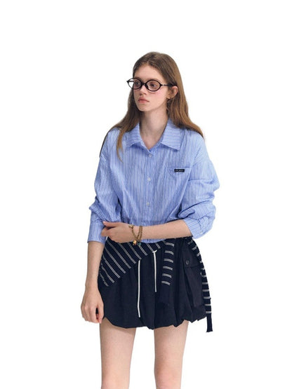 Striped Drawstring Shirt Set