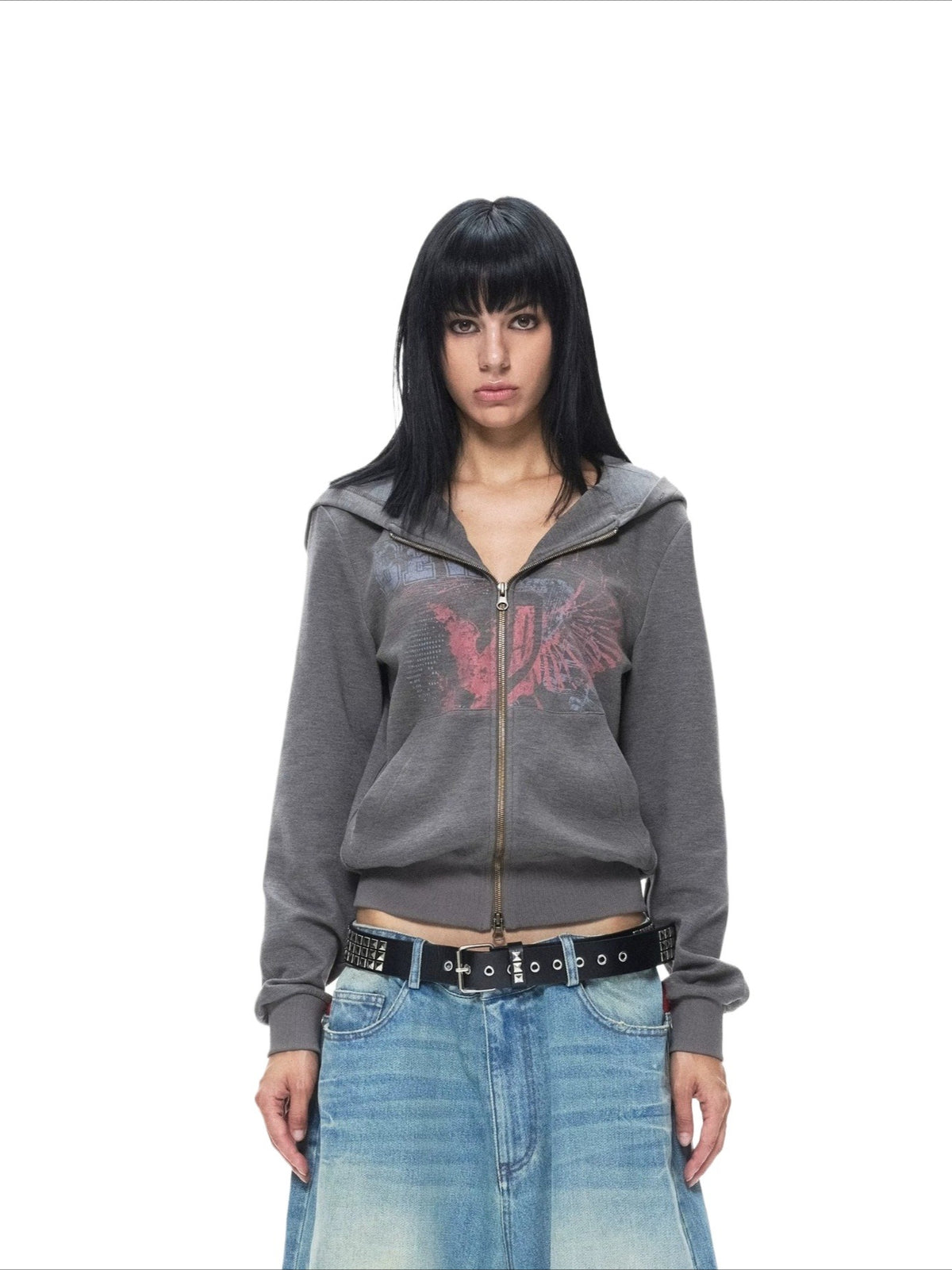 Vintage Printed Zip Hoodie Jacket