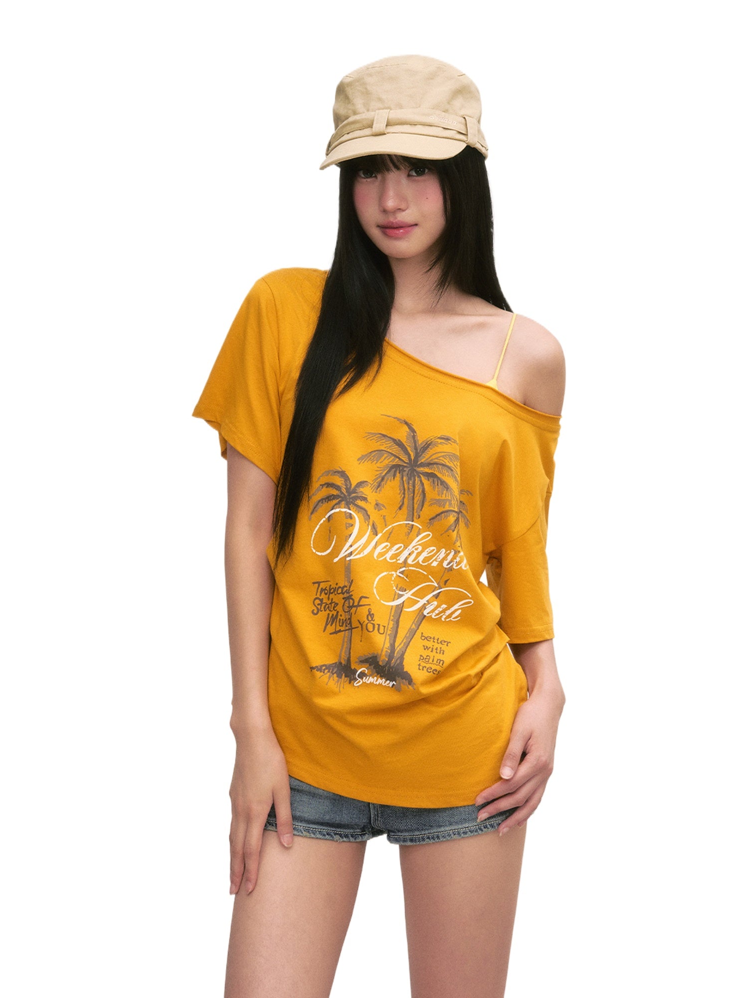 Printed Off-Shoulder Tee