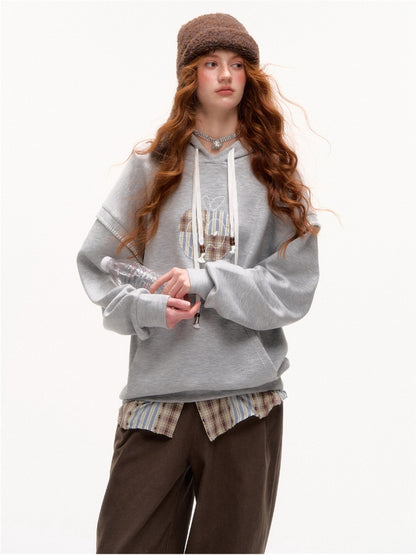 Apple Patch Two-Piece Layered Hoodie