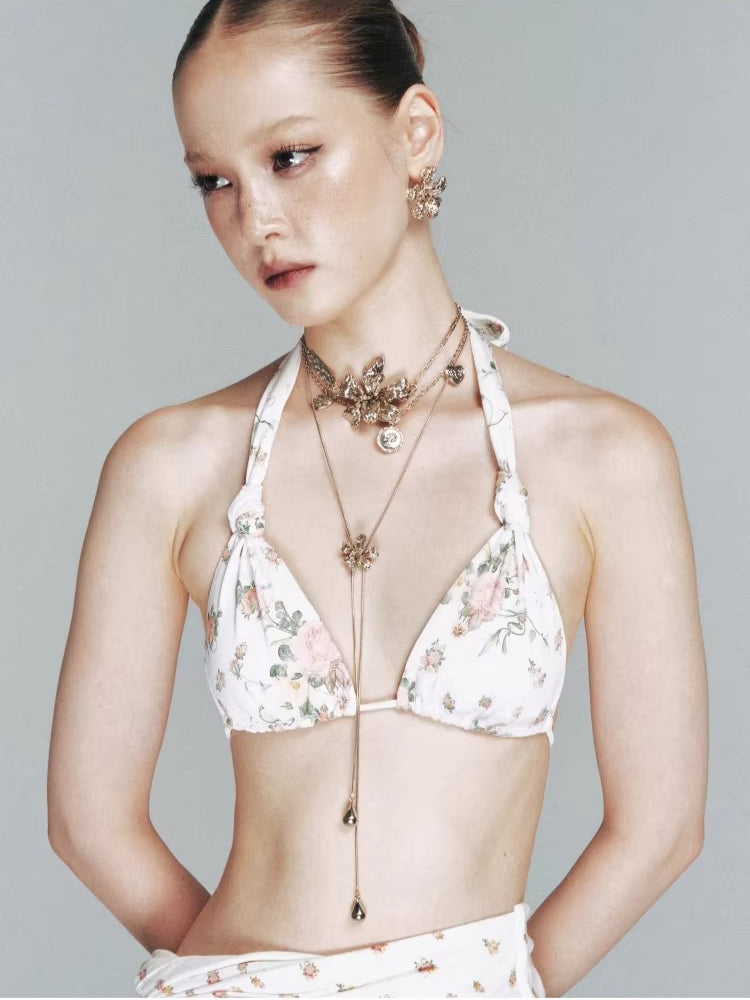 Metal Floral Snake Chain Necklace