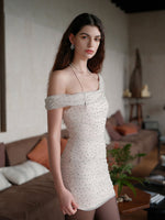 Off-Shoulder Cowl Neck Elegant Mini Dress