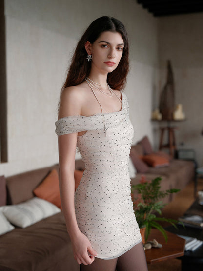 Off-Shoulder Cowl Neck Elegant Mini Dress