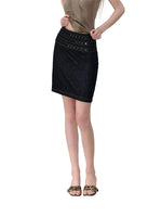 Studded Denim Pencil Skirt