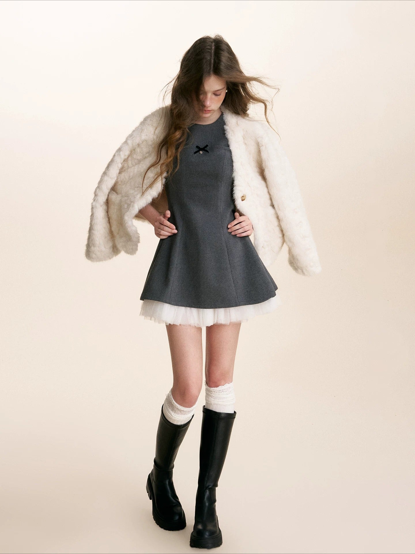 Detachable Scarf Plush Jacket