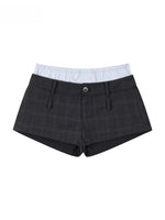 Double-Waist Plaid Tailored Shorts