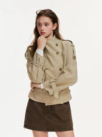 Double-Breasted Belted Cropped Trench Coat