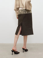 Lace Panel Midi Skirt