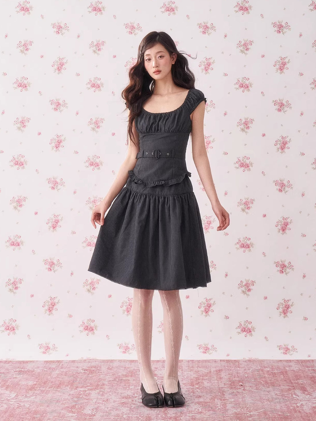 Floral Stripe Top &amp; Skirt Set