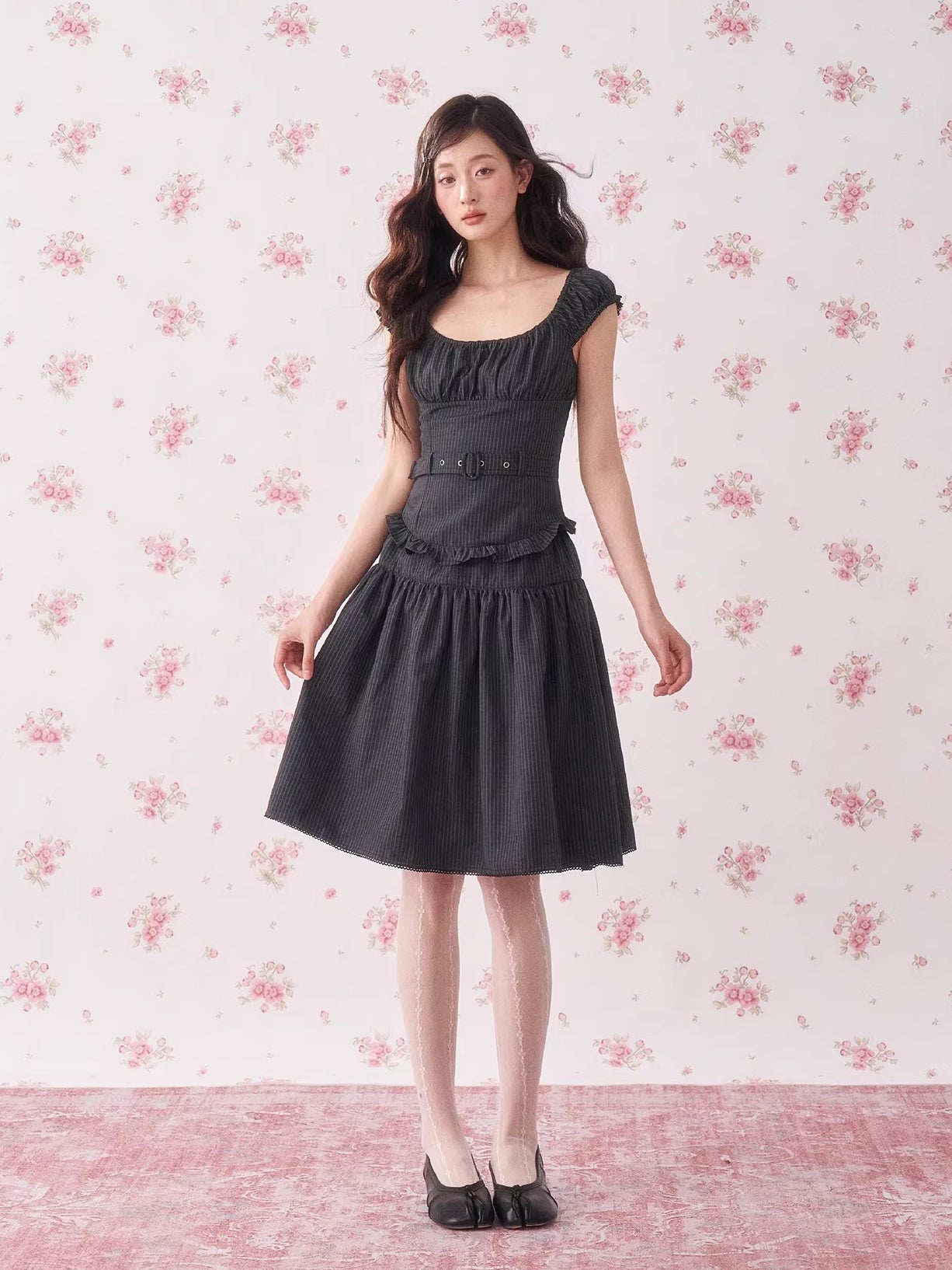 Floral Stripe Top &amp; Skirt Set
