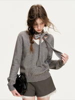 Gray Contrast Sweater & Scarf Set