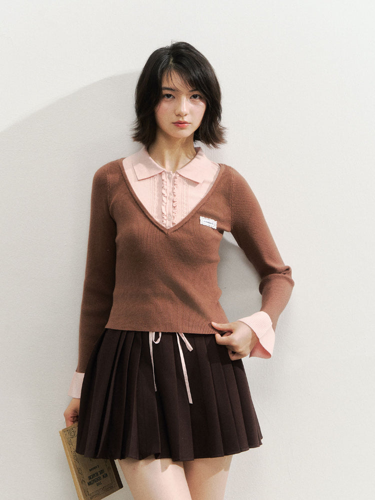 Fake Two-piece Knit Polos