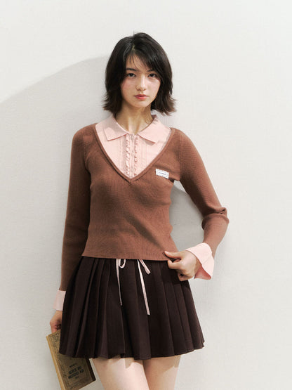 Fake Two-piece Knit Polos