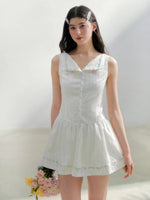 White Embroidered V-neck Dress