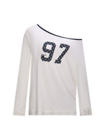 Numeric Print One-Shoulder Tee