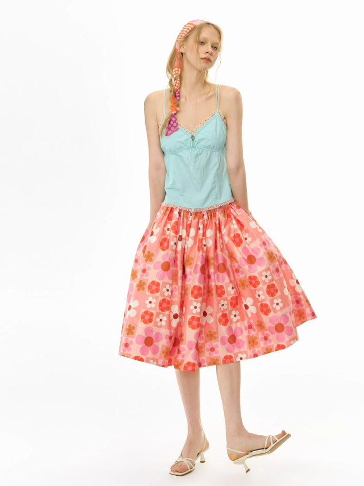 Two-Layer Colorblock Tie-Strap Vest Set