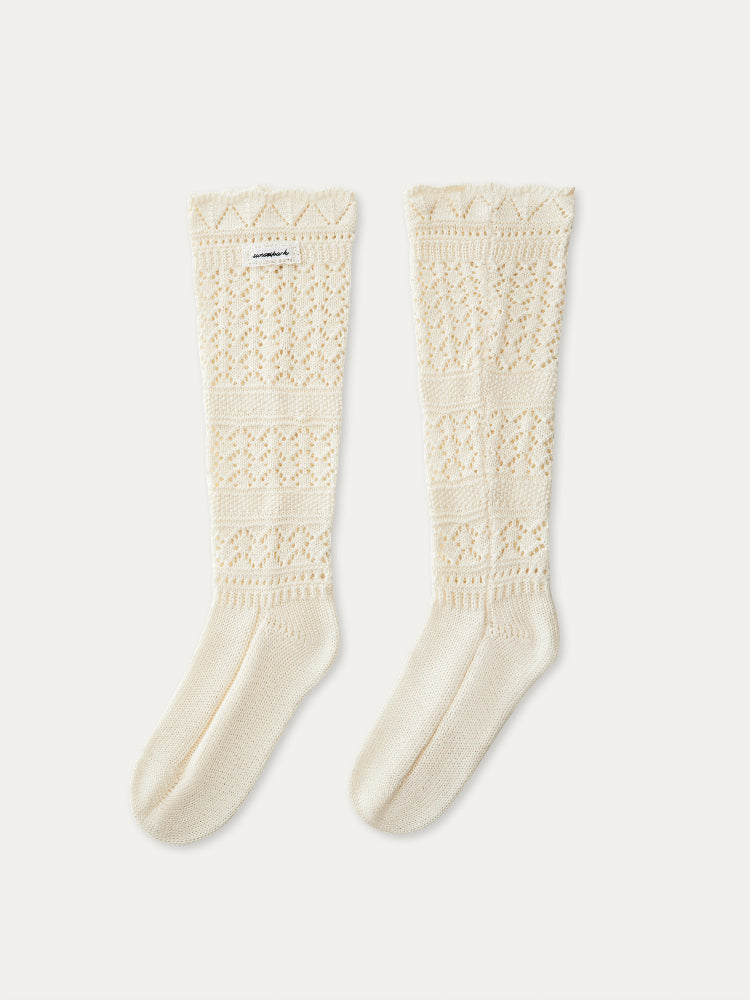Wool Blend Crochet Mid-Calf Socks