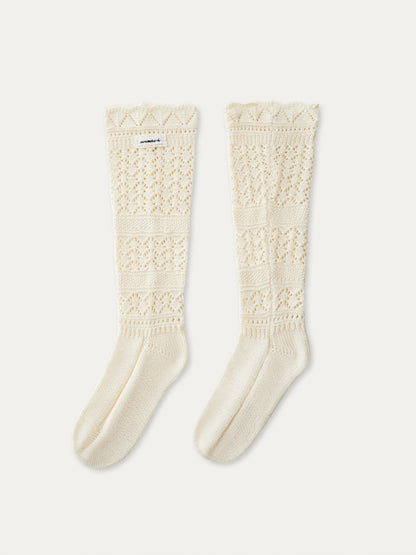 Wool Blend Crochet Mid-Calf Socks