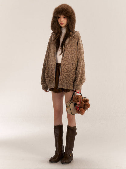 Brown &amp; Gray Leopard Print Cardigan
