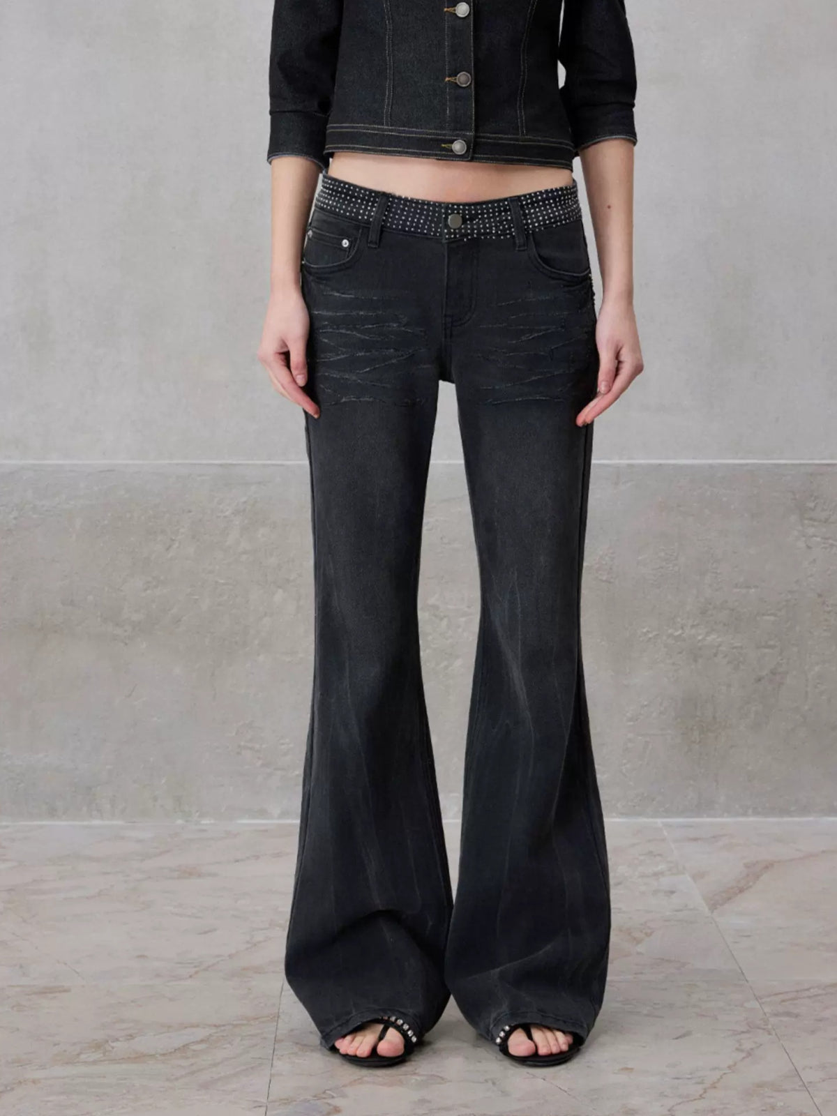 Asymmetric Denim Shirt Set