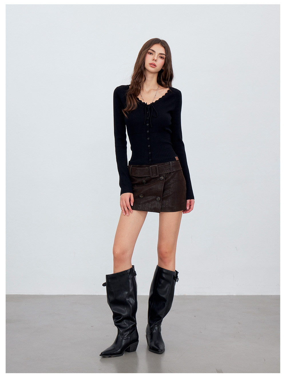 Lace Trim Knit Cardigan