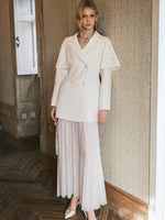Mira Vintage-Inspired Pearl Cape Woolen Coat