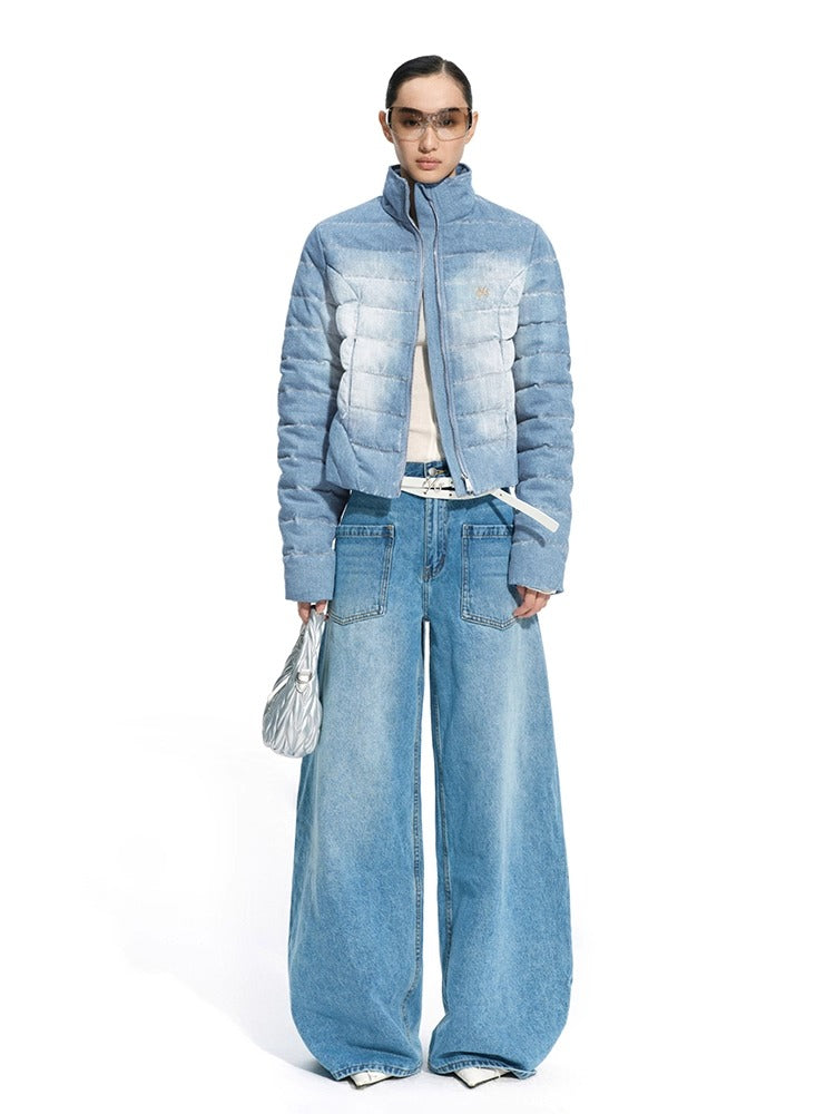 "Caracal Series" Washed Denim Twill Down Jacket