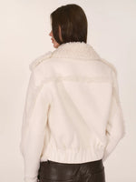 Ivory Double-Breasted Sherpa Panel Jacket