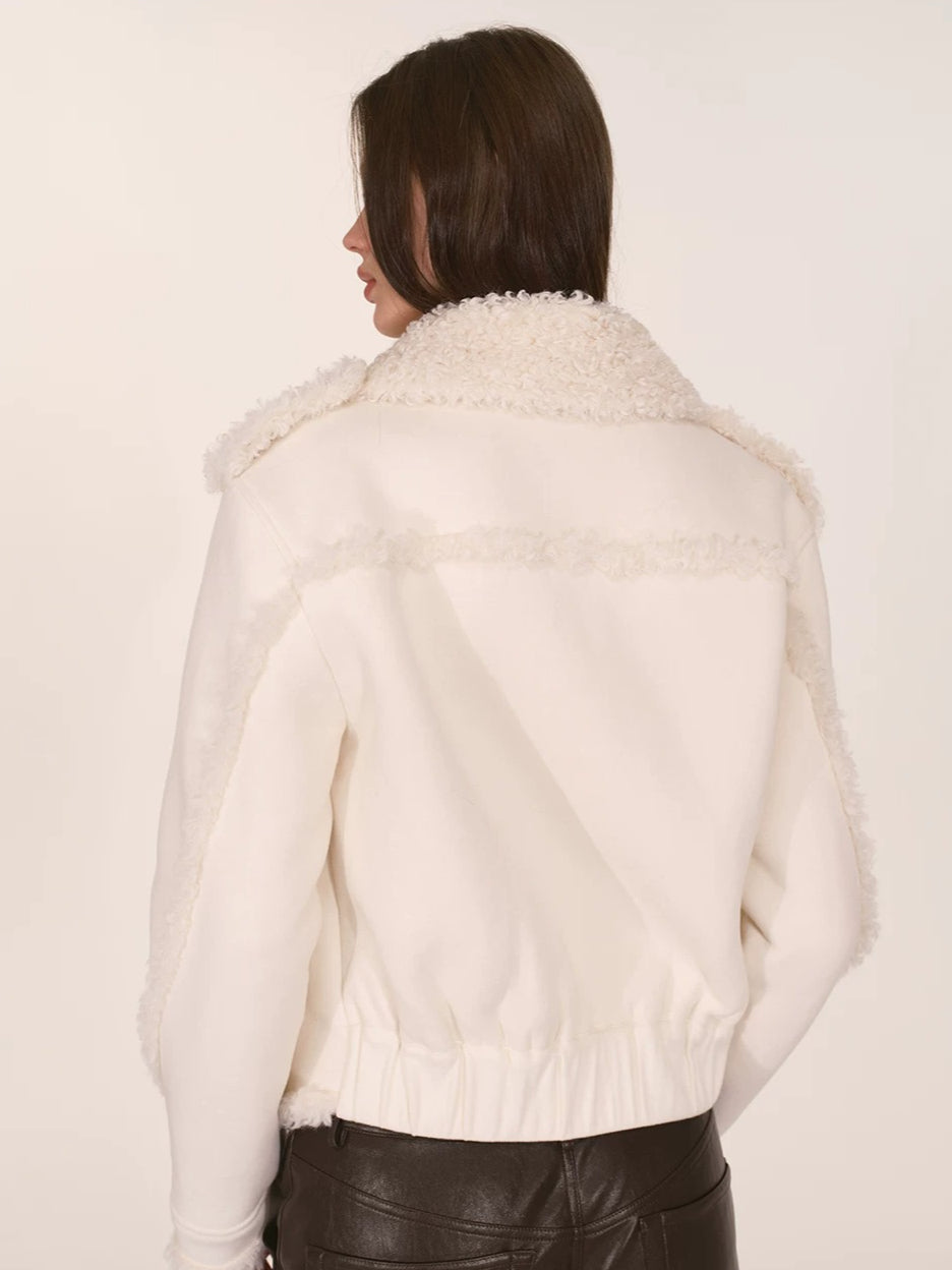 Ivory Double-Breasted Sherpa Panel Jacket