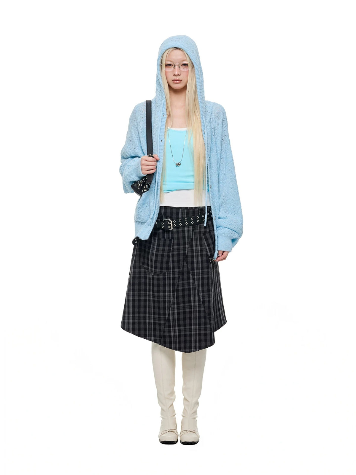 Hooded Mohair Blend Knit Cardigan