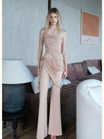 Lace Tie Top Flare Pants Set
