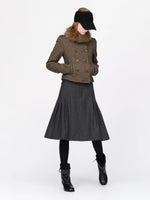 British Vintage Wool Fur Collar Coat