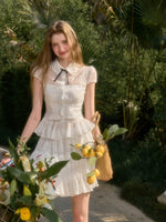 White Shimmer Lace Shirt & Skirt Set