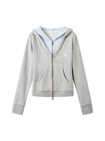 Contrast Double-Placket Hoodie