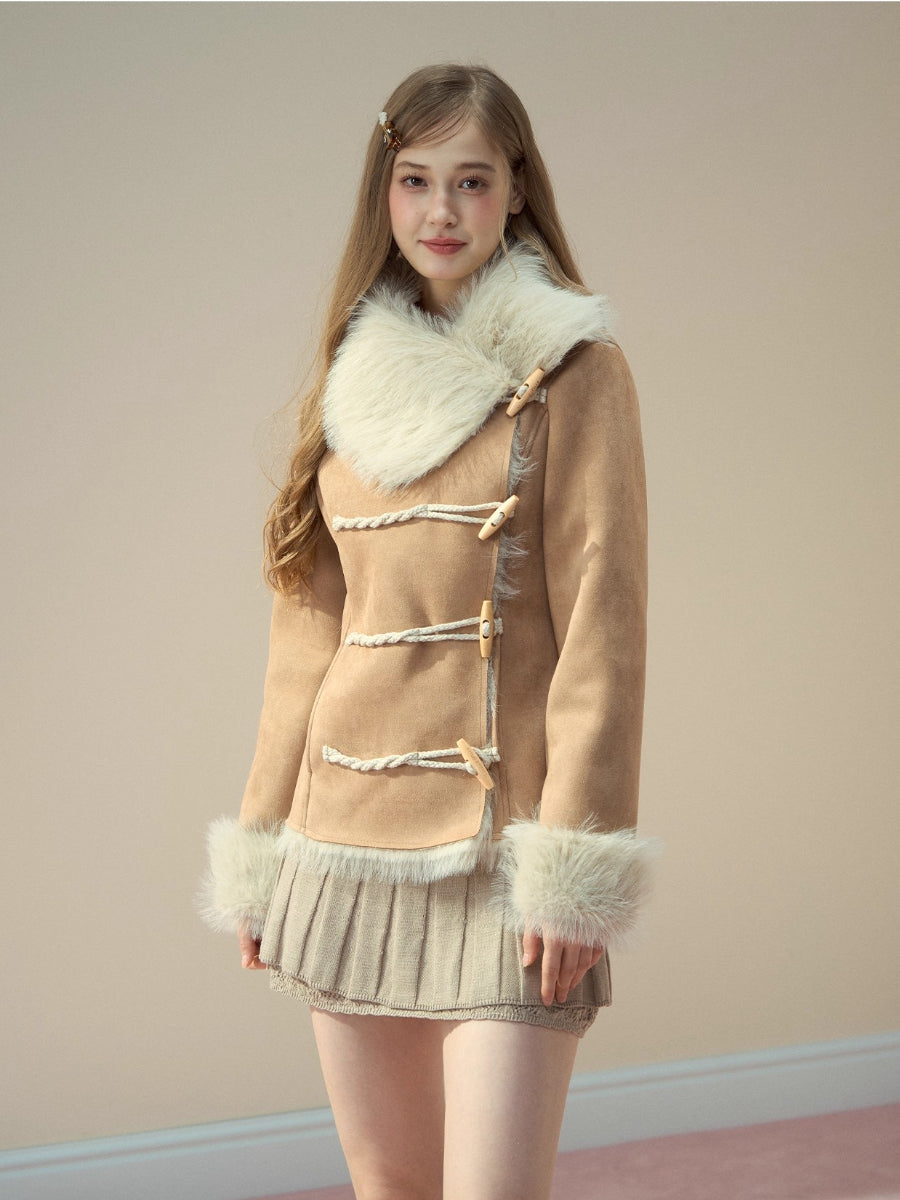 Faux-Suede Toggle Duffle Coat
