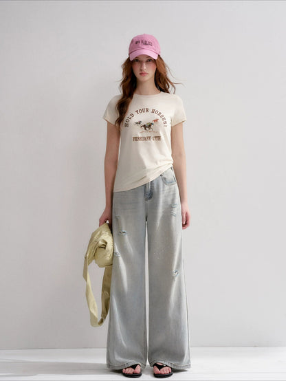 Distressed Wide Leg Jeans