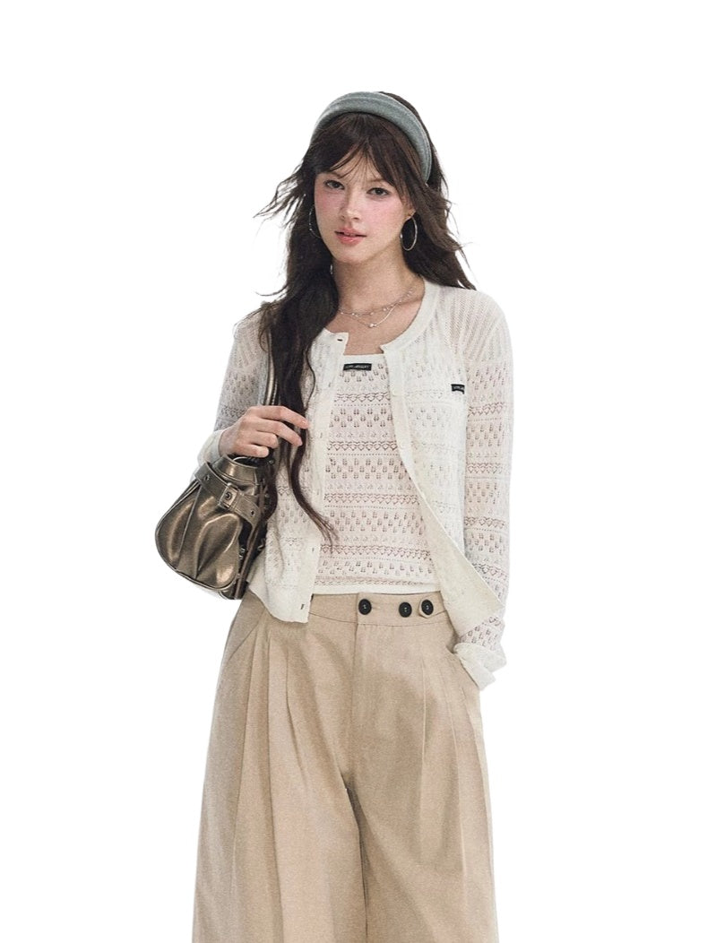 Lace Knit Cardigan &amp; Vest Set