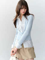 Cable Knit Layered Blouse