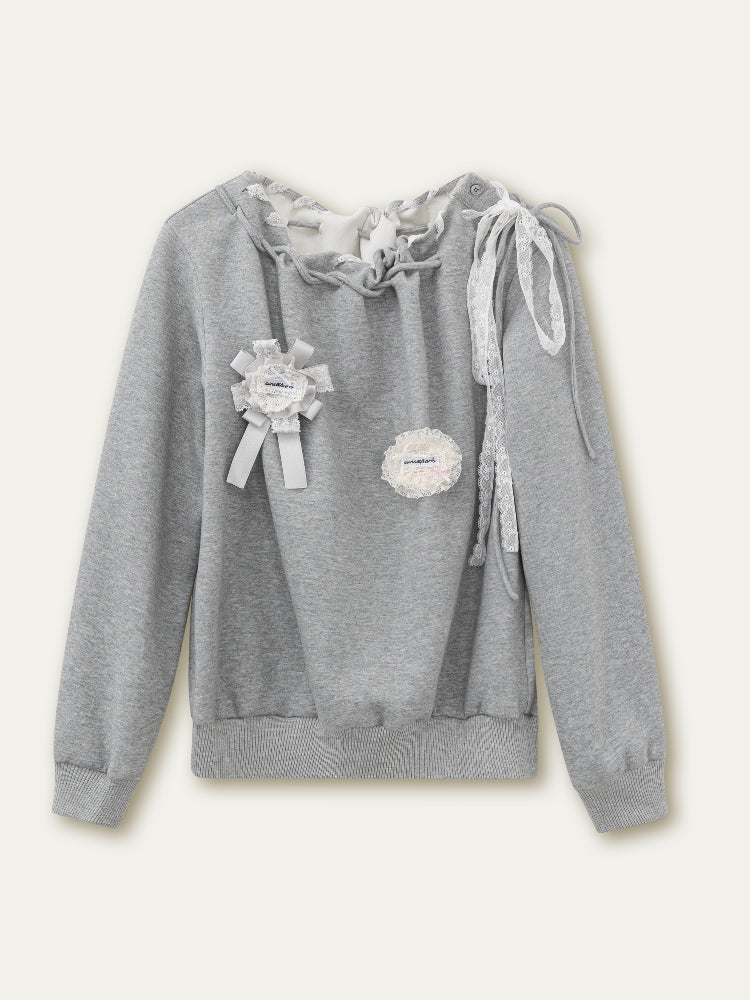 Off The Shoulder Brooch Sweatshirt