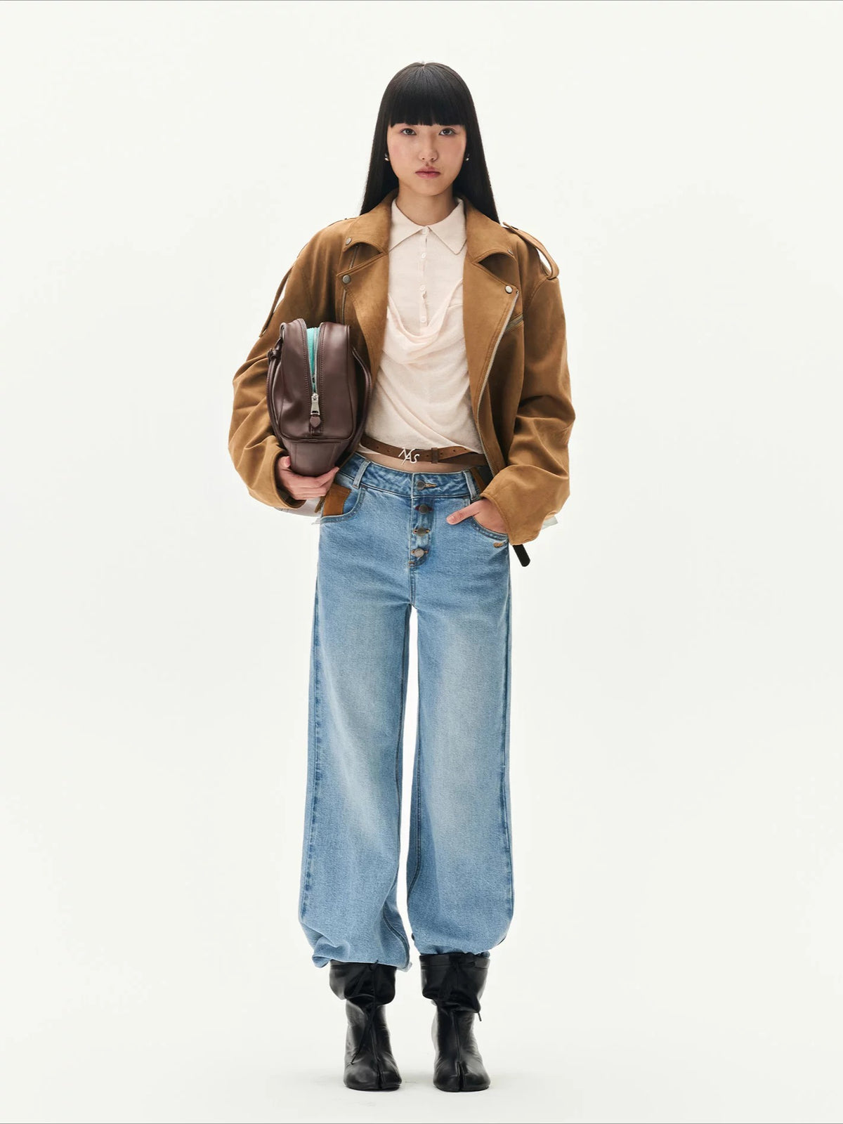 Acetate Wool Cowl Neck Top